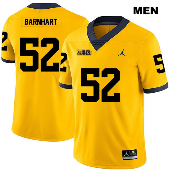 Men's NCAA Michigan Wolverines Karsen Barnhart #52 Yellow Jordan Brand Authentic Stitched Legend Football College Jersey LE25M58NH